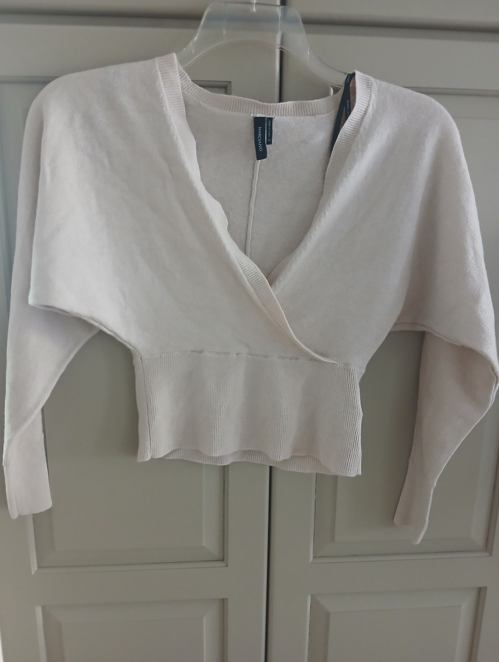 Guess Marciano Petal Pink Deep V-Neck Sweater Top XS Vintage